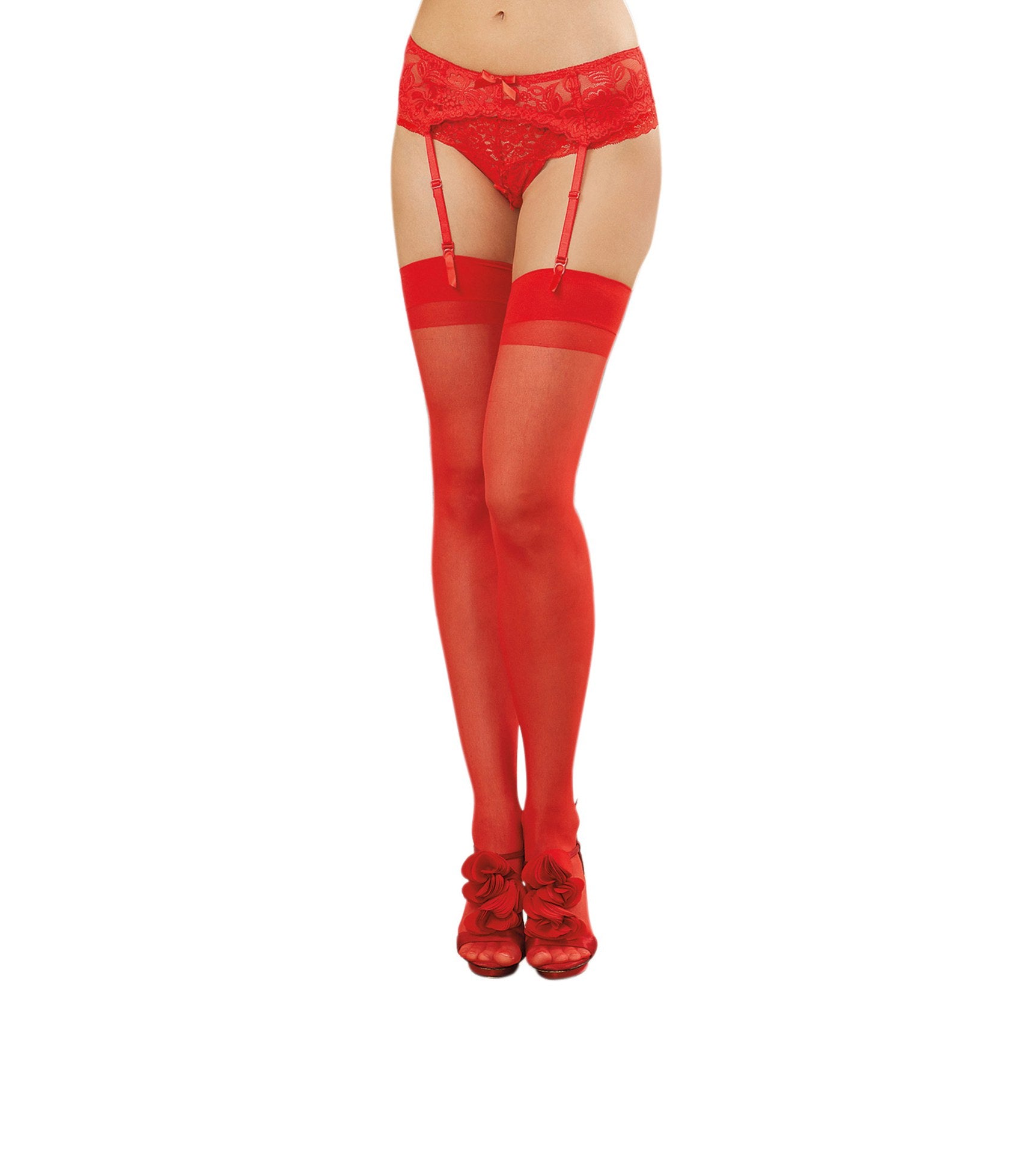 \Sheer Thigh High - One Size - Red DG-0007REDOS\""