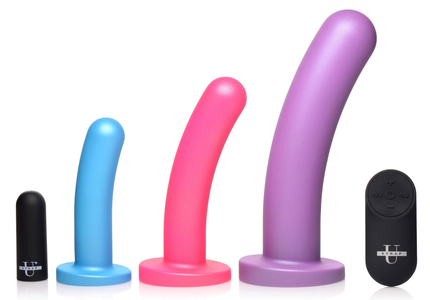 "Triple Peg 28x Vibrating Silicone Dildo Set With Remote SU-AG856"