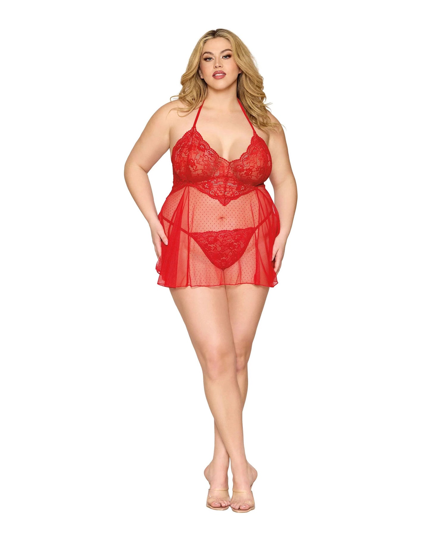 \Babydoll and G-String Dmnd - One Size Queen - Red DG-13524XPNSTAOSQ\""