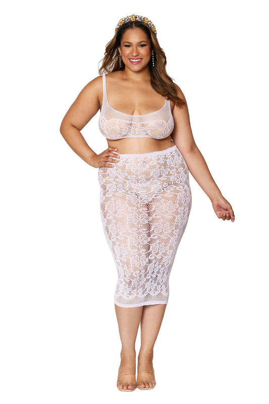 \Bralette and Slip Skirt - Queen Size - White DG-12921WHTQ\""