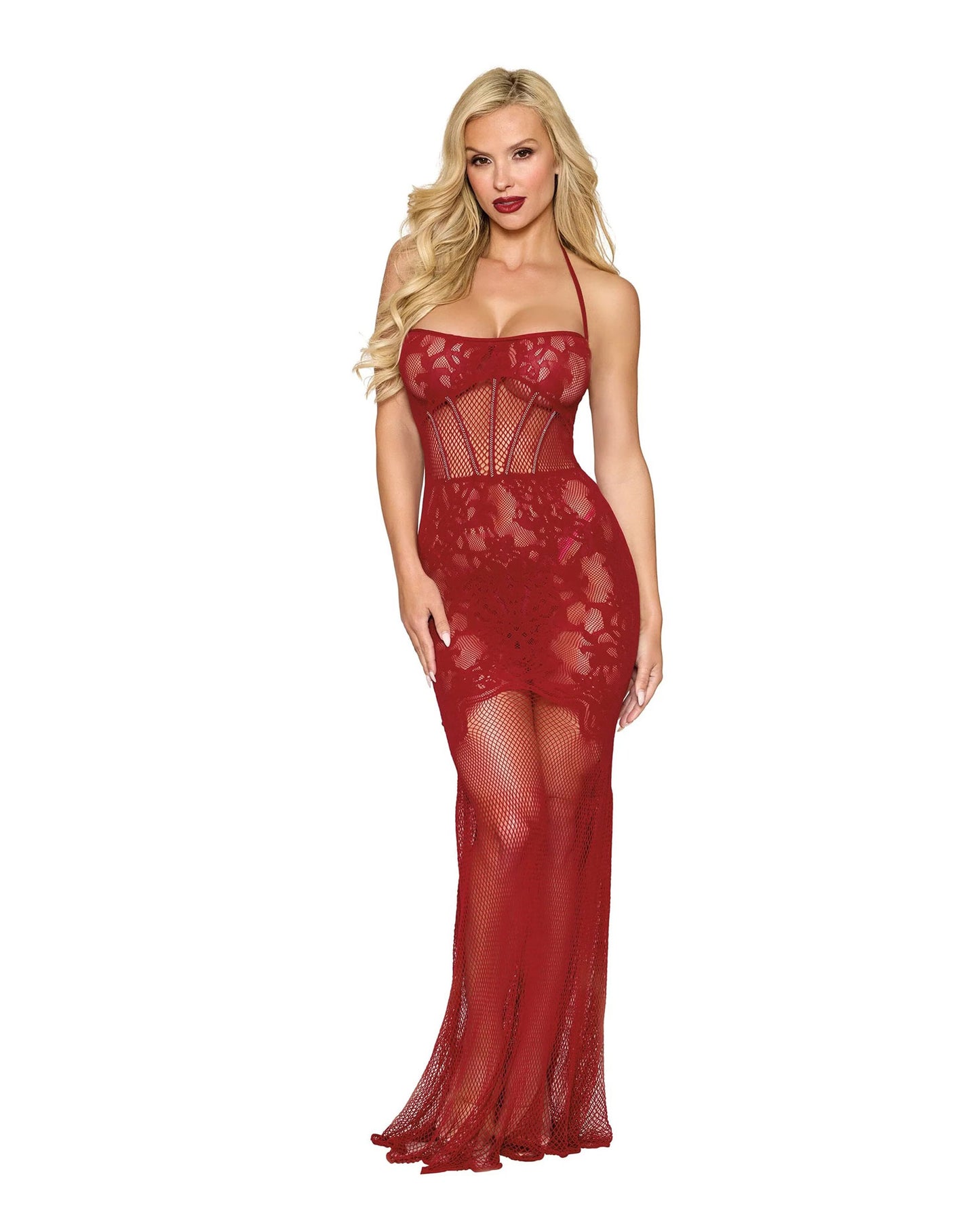 \Bodystocking Gown Dmnd - One Size - Red DG-0487-OXBLOS\""