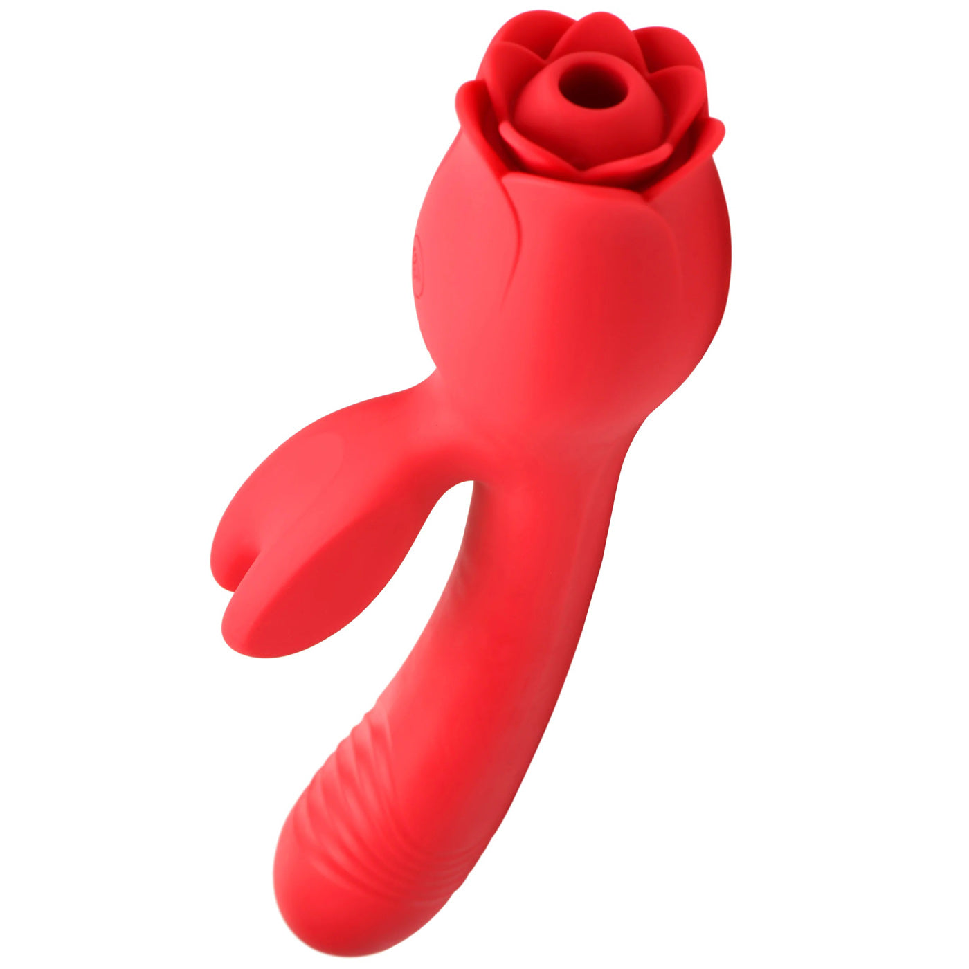 "Blooming Bunny Sucking and Thrusting Silicone Rabbit Vibrator - Red INM-AH311"