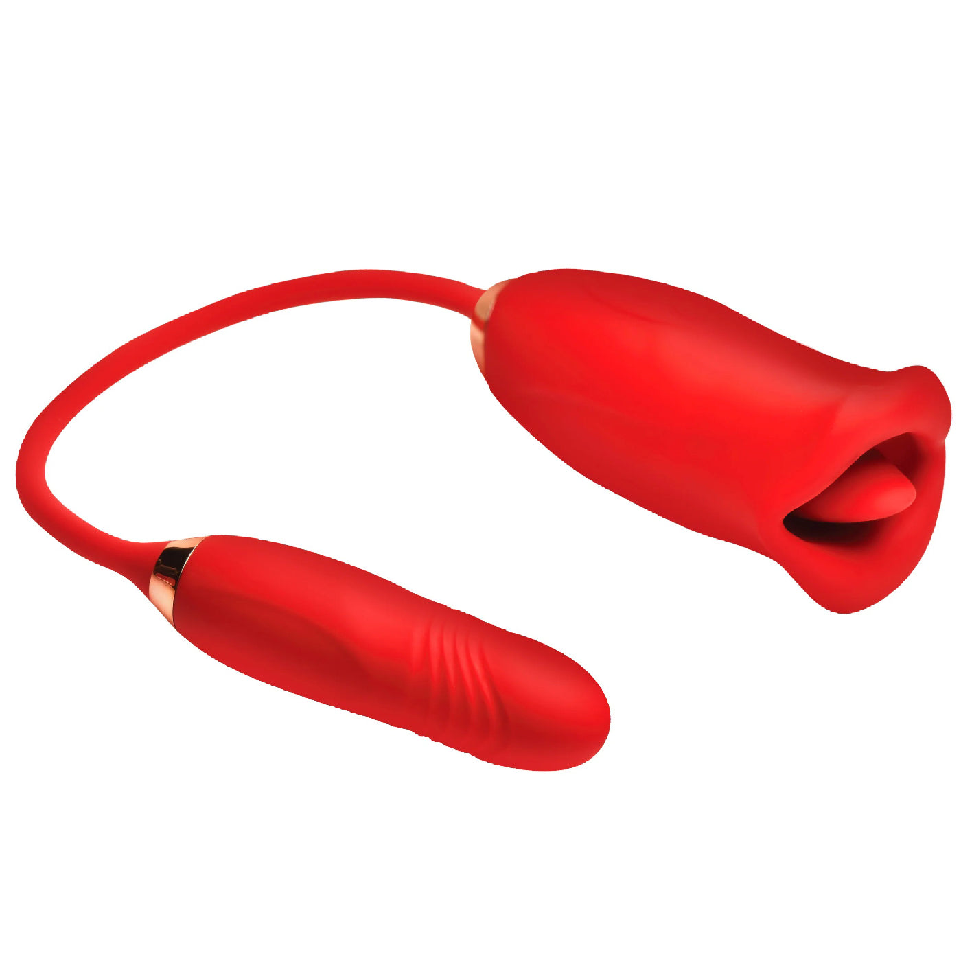 "Magic Kiss Kissing Clitoral Stimulator With Thrusting Vibrator - Red INM-AH421"