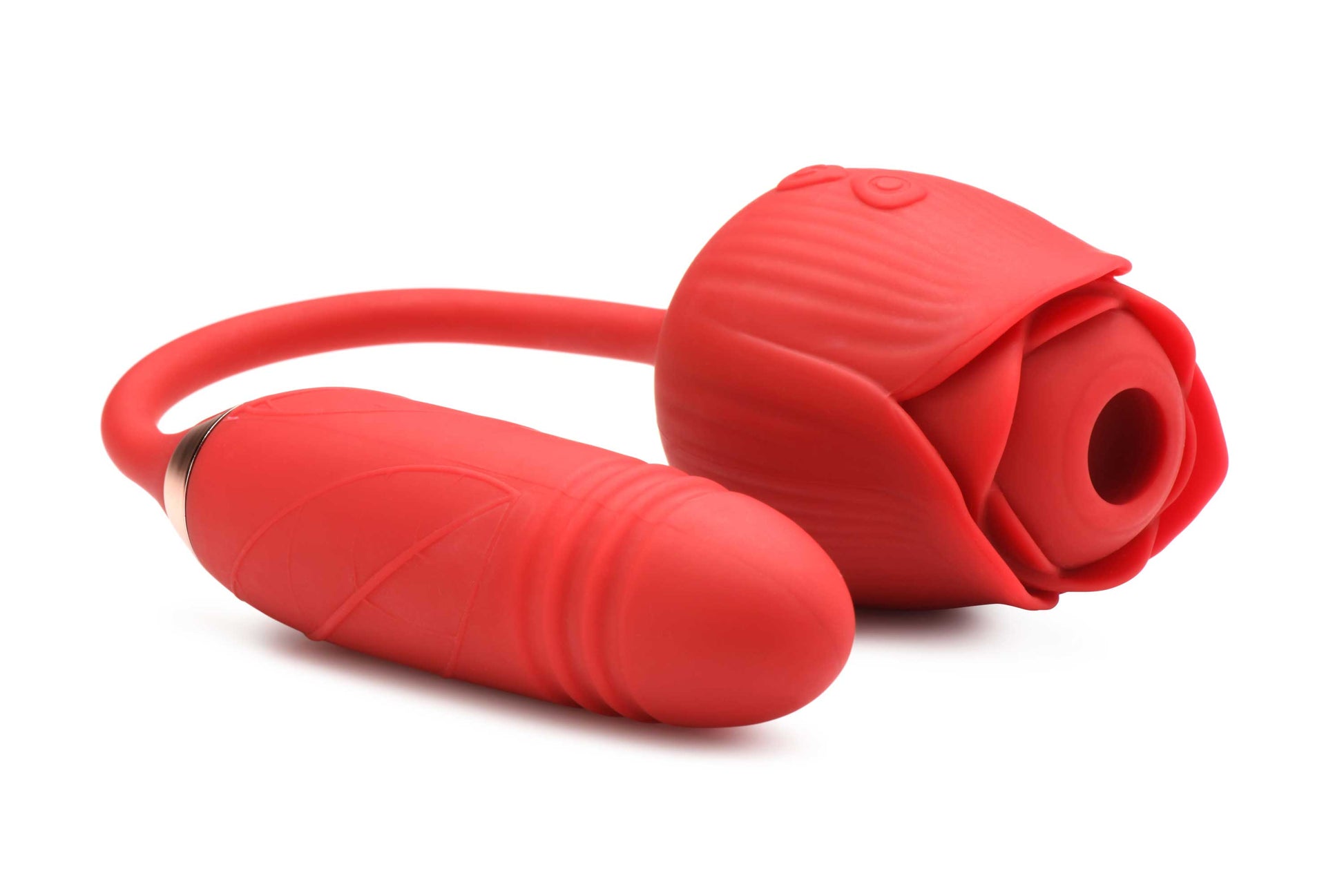 "Bloomgasm Romping Rose Suction and Thrusting Vibrator - Red INM-AH147"