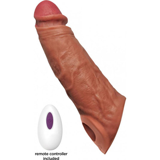 "Thick Dick Vibrating Sleeve with Remote Control - Caramel HTP3762"