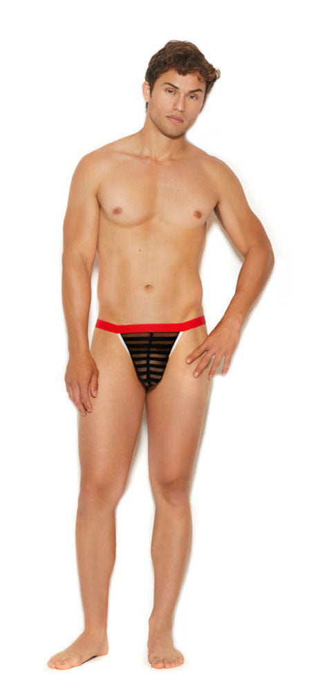 \Men's Striped Mesh G-String Pouch - One Size - Black EM-82308BLKOS\""